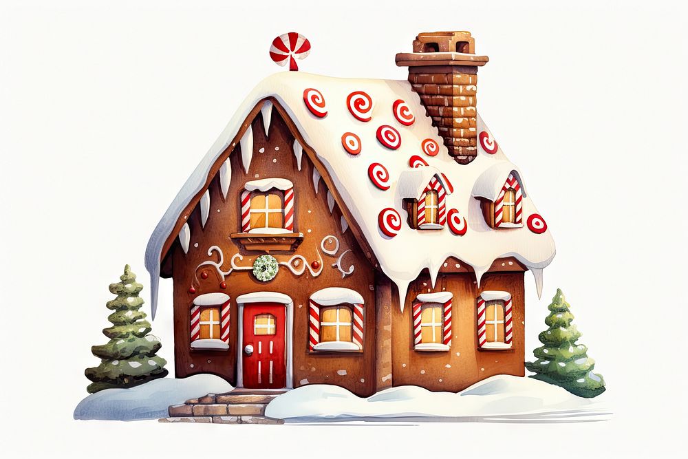Minimal christmas gingerbread house confectionery architecture celebration. AI generated Image by rawpixel.