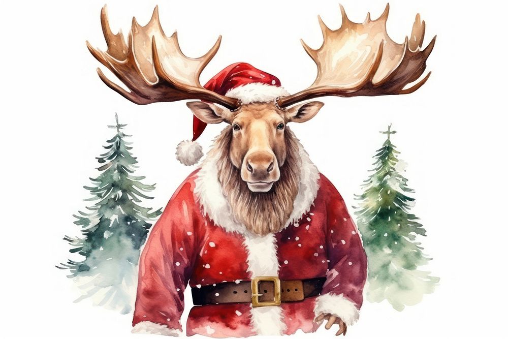 Christmas mammal animal moose. AI generated Image by rawpixel.