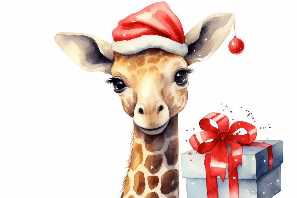 Cute giraffe celebrating christmas mammal animal celebration. AI generated Image by rawpixel.
