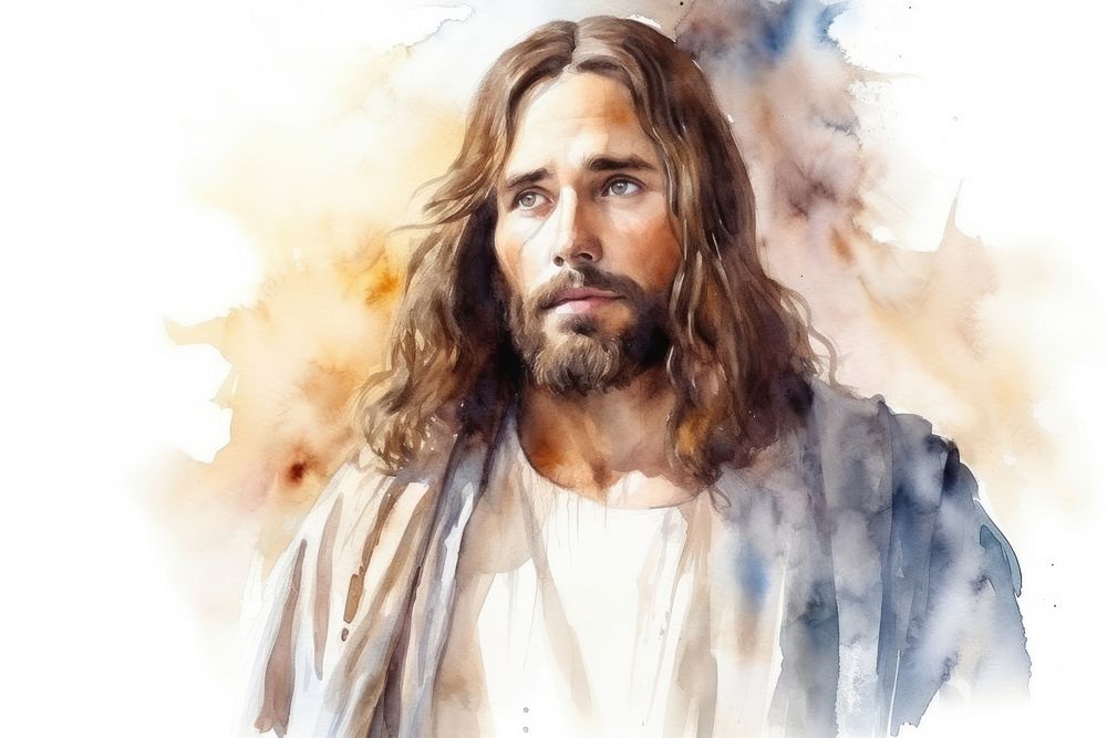 Jesus christ painting portrait beard. AI generated Image by rawpixel.