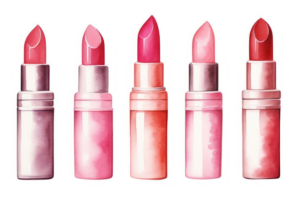 Lipstick cosmetics white background arrangement. AI generated Image by rawpixel.