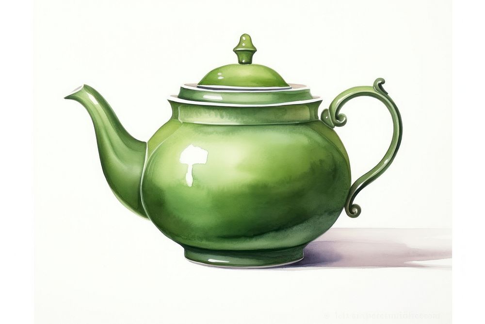 Teapot green white background refreshment. AI generated Image by rawpixel.