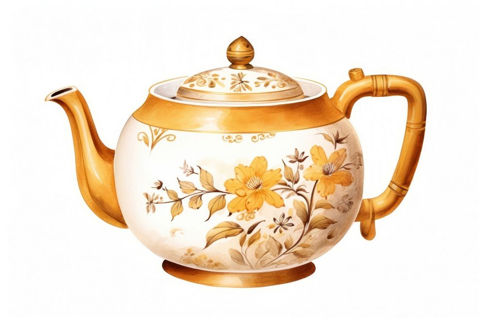 Teapot porcelain white background refreshment. AI generated Image by rawpixel.