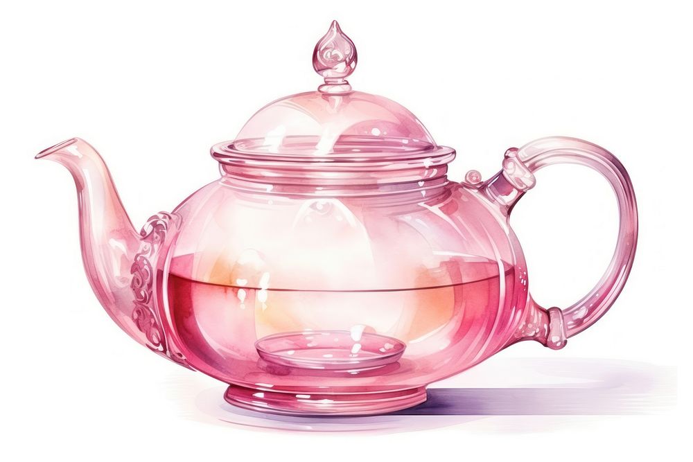 Teapot pink white background refreshment. AI generated Image by rawpixel.