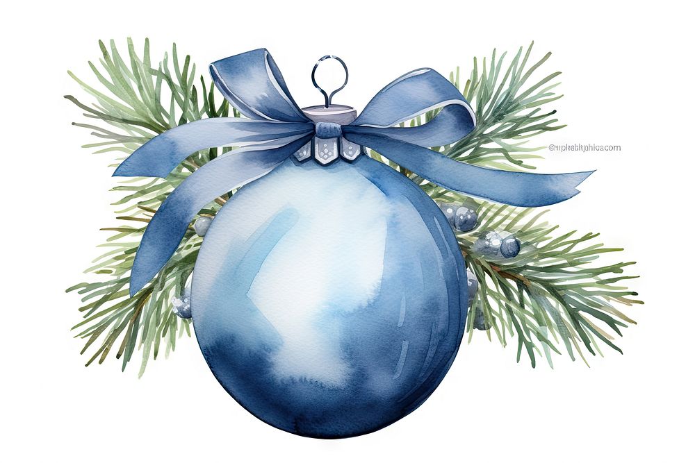 Blue Christmas ball christmas ribbon plant. AI generated Image by rawpixel.