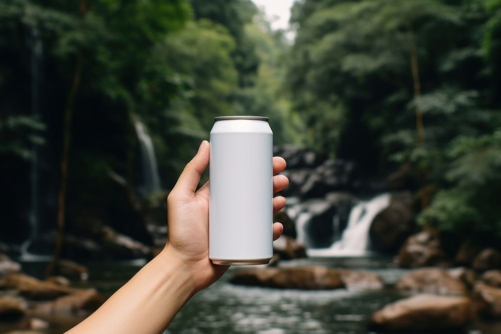 Waterfall outdoors holding drink. AI generated Image by rawpixel.