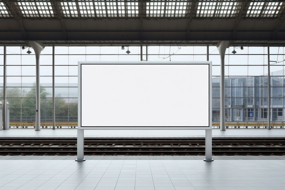 Plain white train station ad mockup architecture electronics outdoors. AI generated Image by rawpixel.