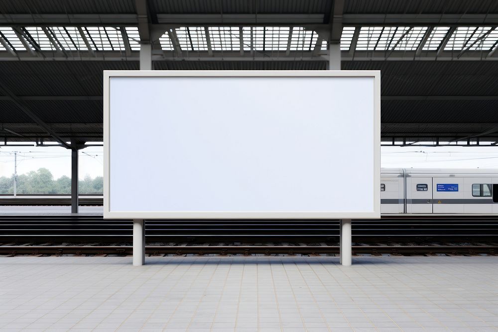 Plain white train station ad mockup transportation architecture electronics. AI generated Image by rawpixel.