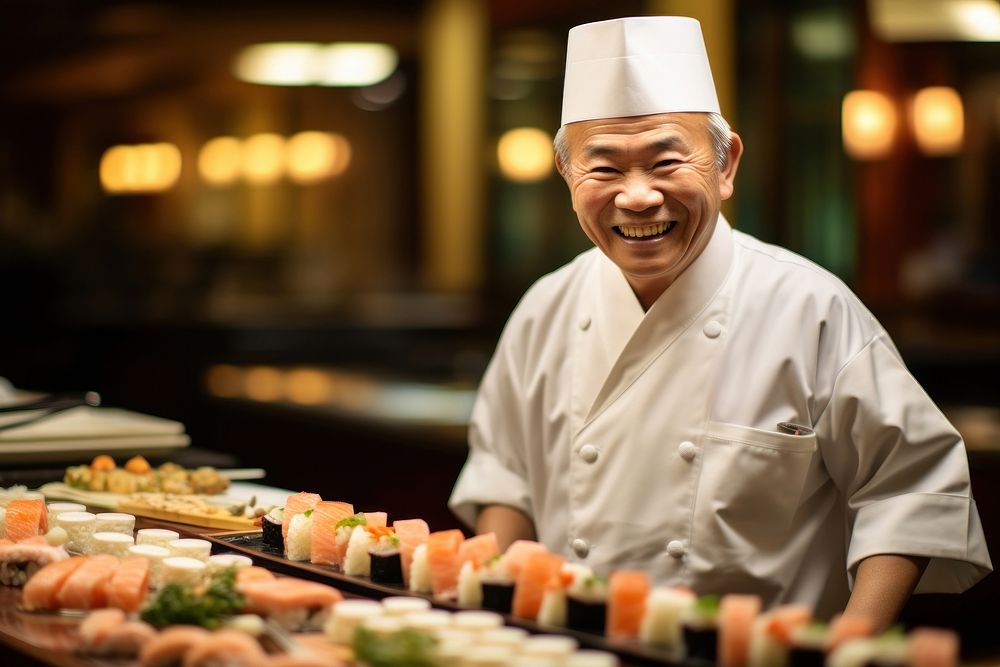 Chef sushi adult restaurant. AI generated Image by rawpixel.