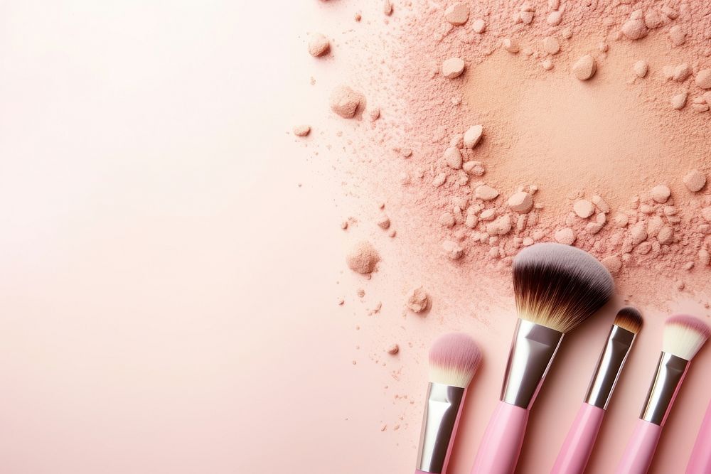 Beauty cosmetic makeup background cosmetics brush pink. AI generated Image by rawpixel.