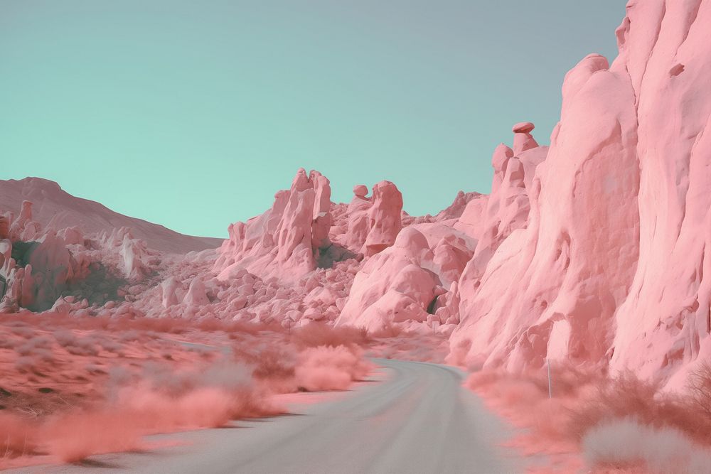 Pink rock mountain landscape. AI generated Image by rawpixel.