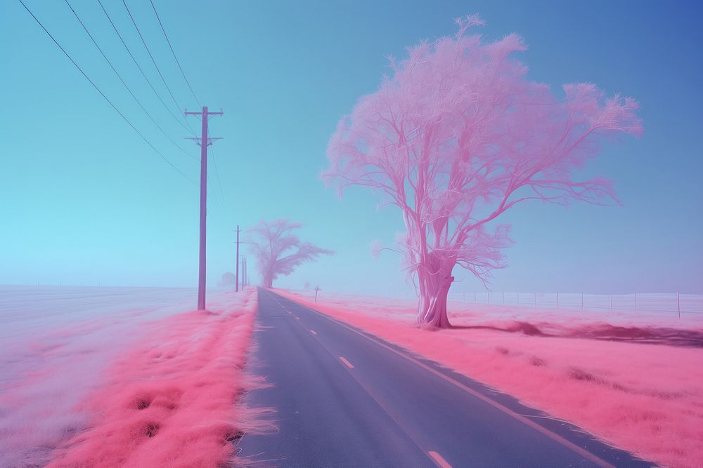 Pink tree landscape outdoors nature. AI generated Image by rawpixel.