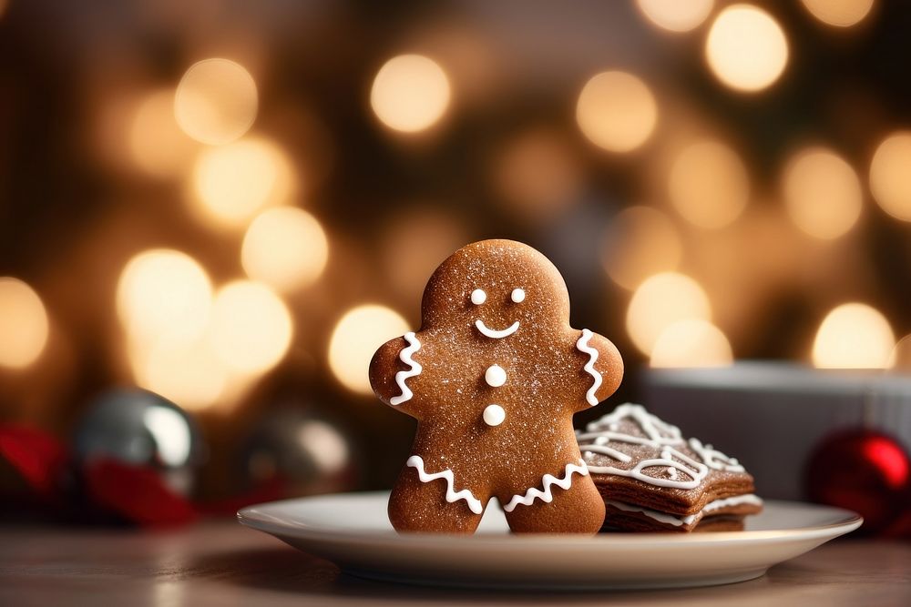 Gingerbread plate christmas cookie. AI generated Image by rawpixel.