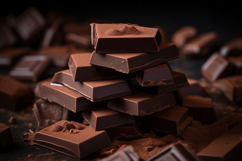 Chocolate bar pieces dessert fudge food. AI generated Image by rawpixel.