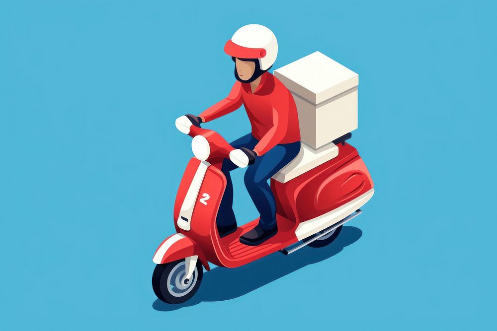 Delivery man riding a scooter isolated motorcycle vehicle vespa. AI generated Image by rawpixel.