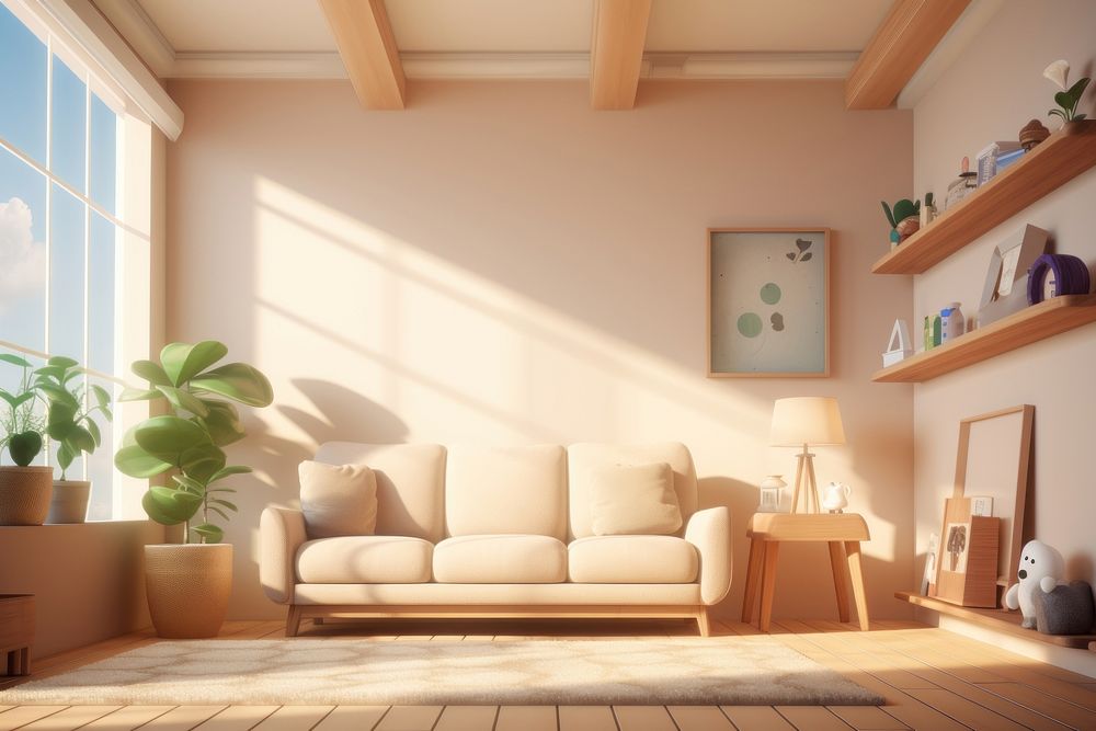 Living room architecture furniture flooring. AI generated Image by rawpixel.