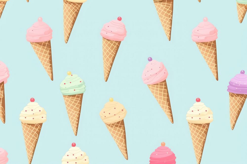 Ice-cream cone backgrounds dessert pattern. AI generated Image by rawpixel.