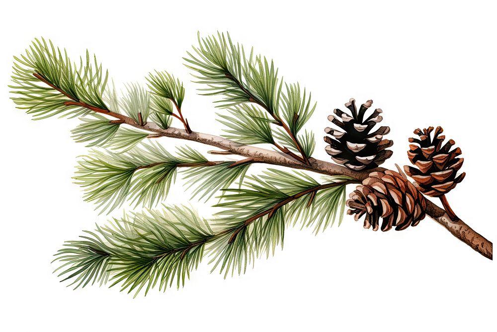 Christmas tree branche fir twig pine plant white background. AI generated Image by rawpixel.