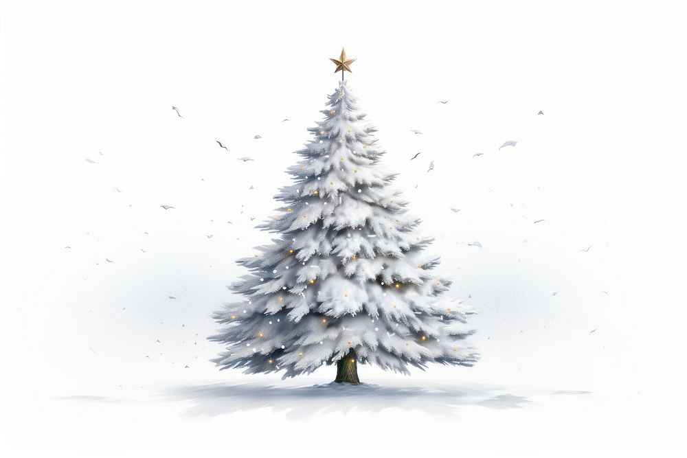 Snowy christmas tree plant white fir. AI generated Image by rawpixel.