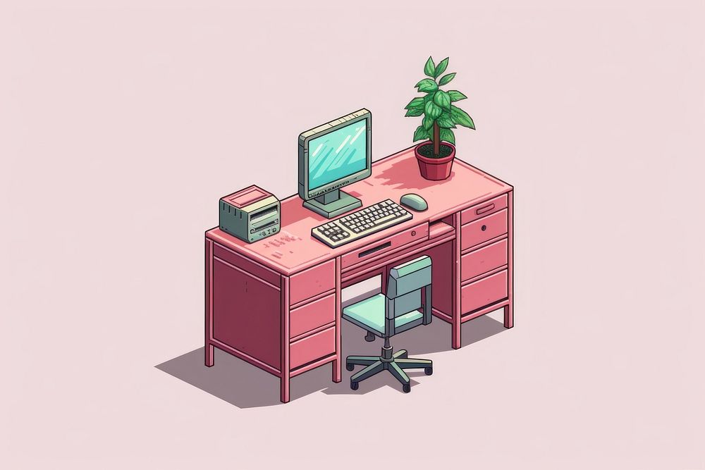 Desk furniture computer office. AI generated Image by rawpixel.