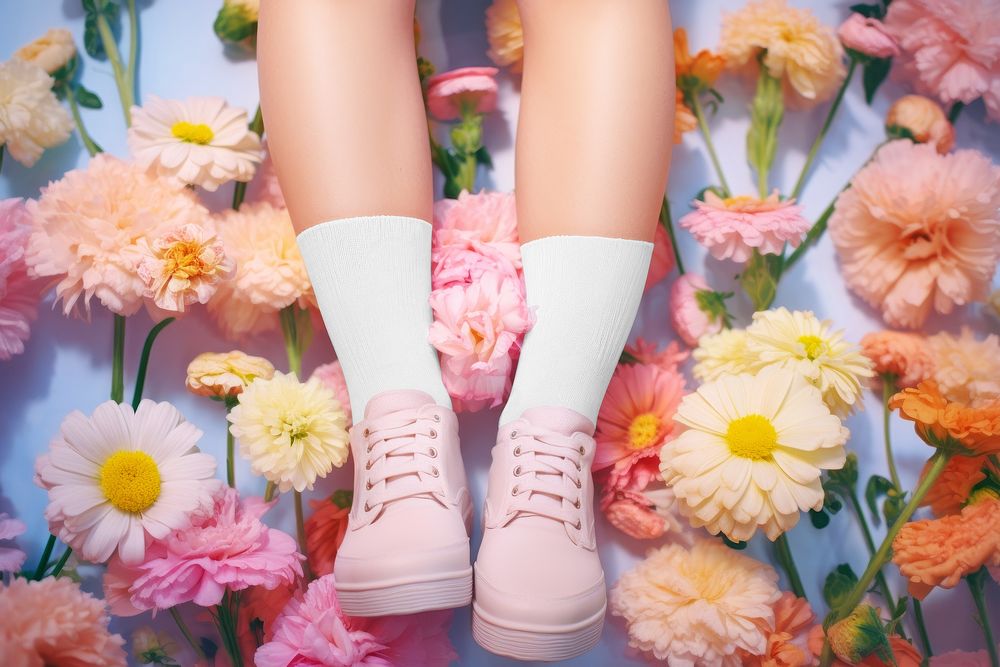 Pink sneakers and white socks