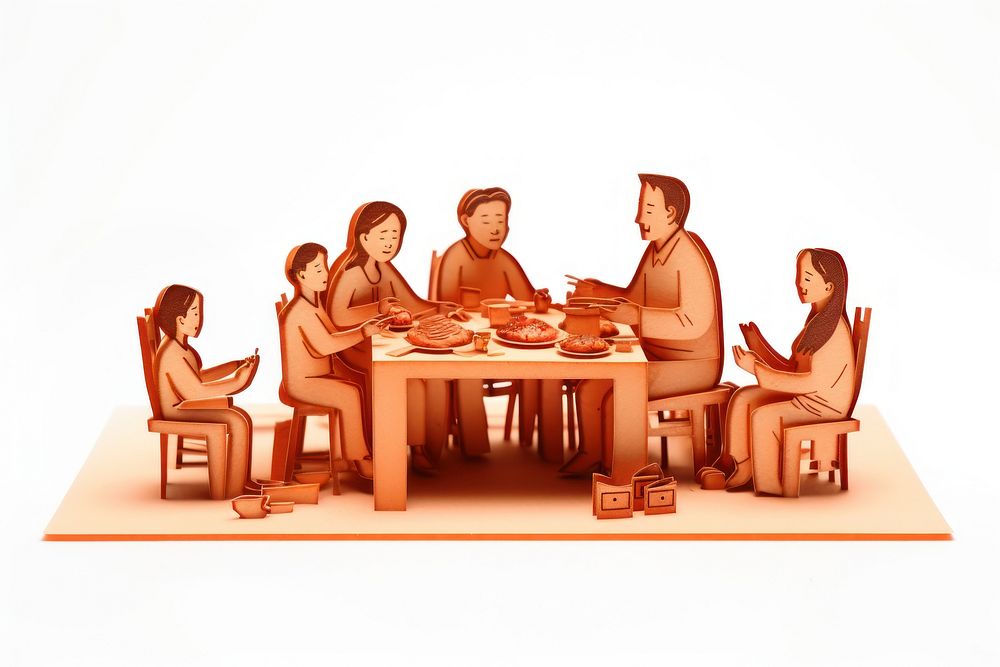 Happy Chinese Family furniture adult table. AI generated Image by rawpixel.