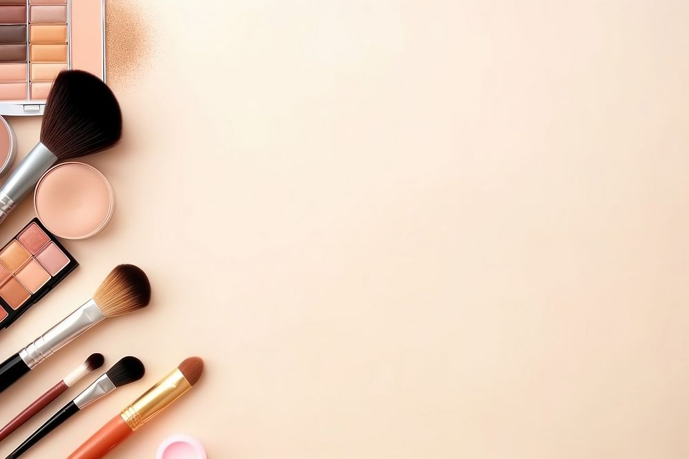 Woman cosmetics accessories brush copy space perfection. AI generated Image by rawpixel.