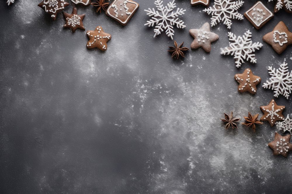 Gingerbread cookie snow backgrounds. AI generated Image by rawpixel.