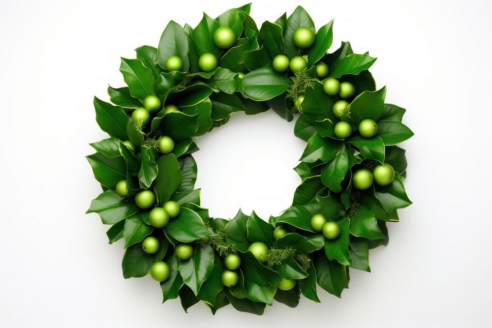 Thick green christmas wreath plant leaf food. AI generated Image by rawpixel.