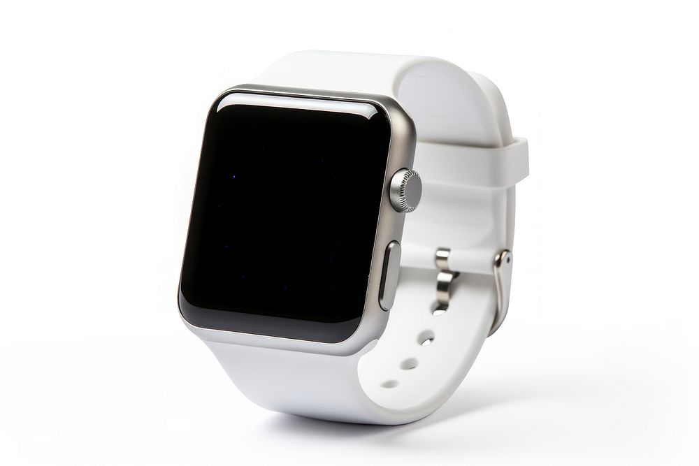 White smartwatch wristwatch screen white background. AI generated Image by rawpixel.