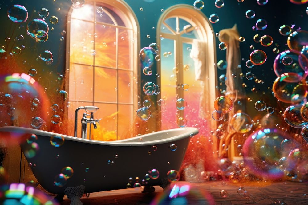 Bubbles bathroom bathtub architecture. AI generated Image by rawpixel.