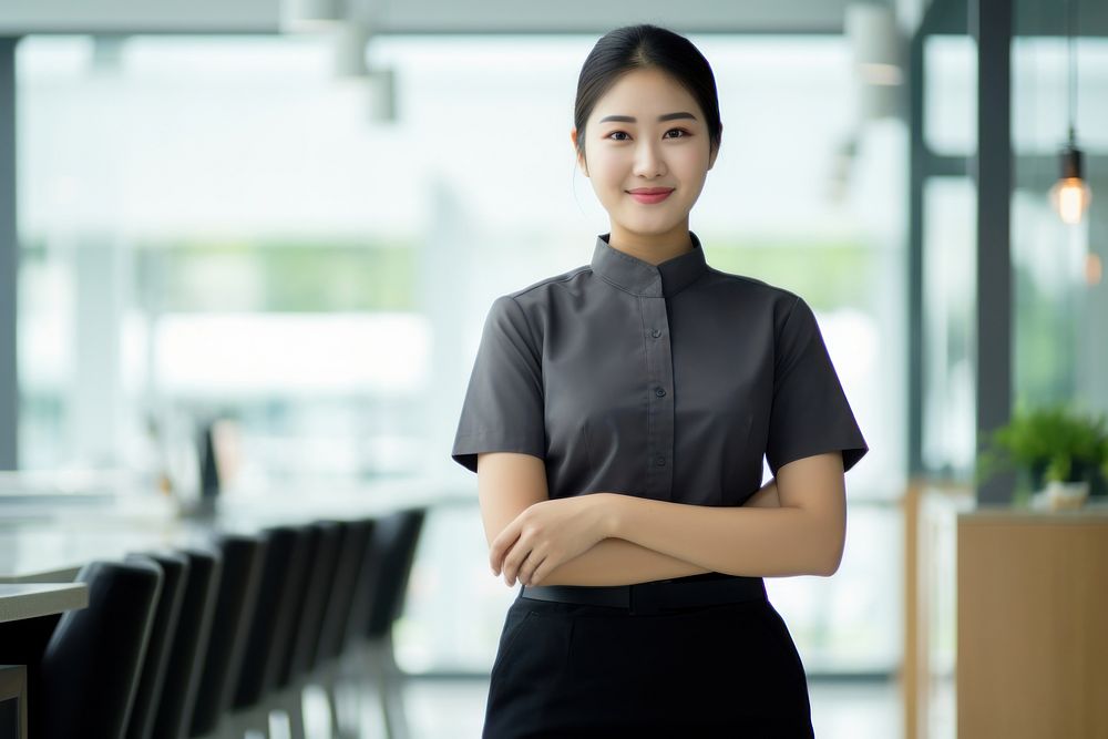 Chubby female thai maid standing adult woman. AI generated Image by rawpixel.
