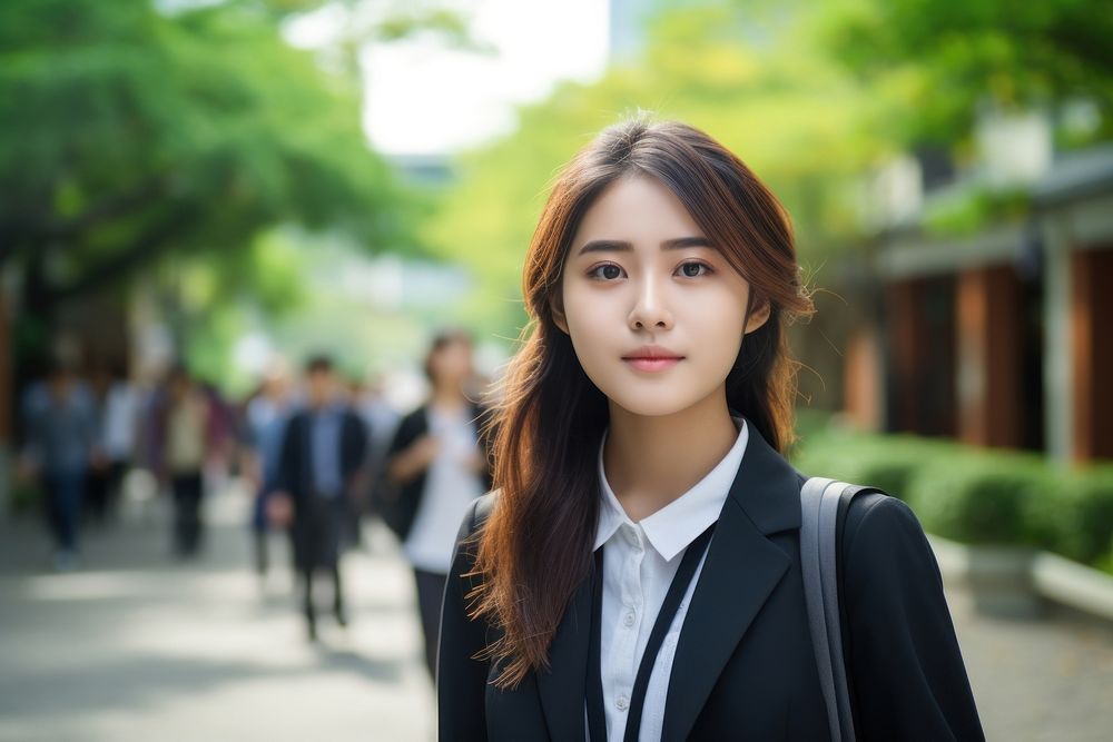 Female thai university student standing portrait adult. AI generated Image by rawpixel.