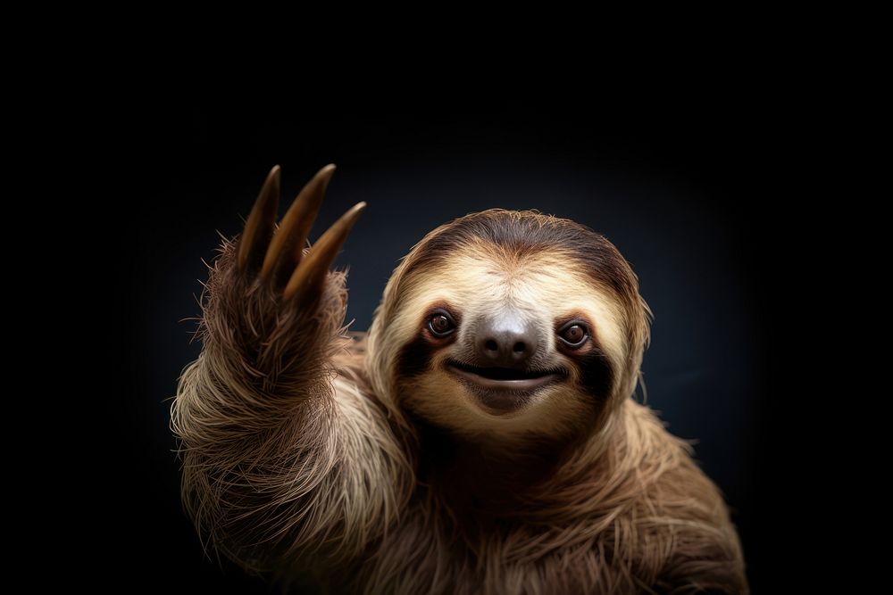 Sloth Waving wildlife animal mammal. AI generated Image by rawpixel.