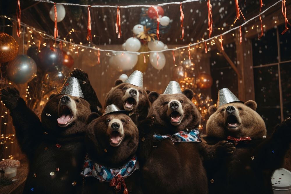 Bear birthday party mammal animal dog. AI generated Image by rawpixel.