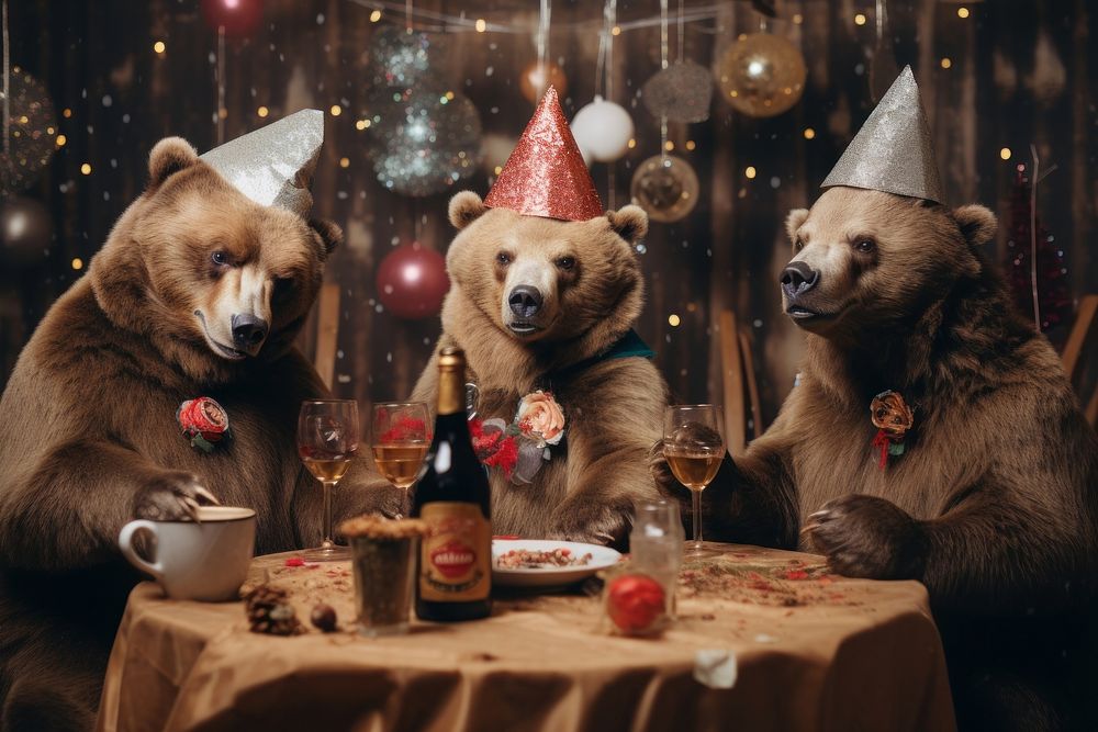Bear birthday party mammal animal table. AI generated Image by rawpixel.