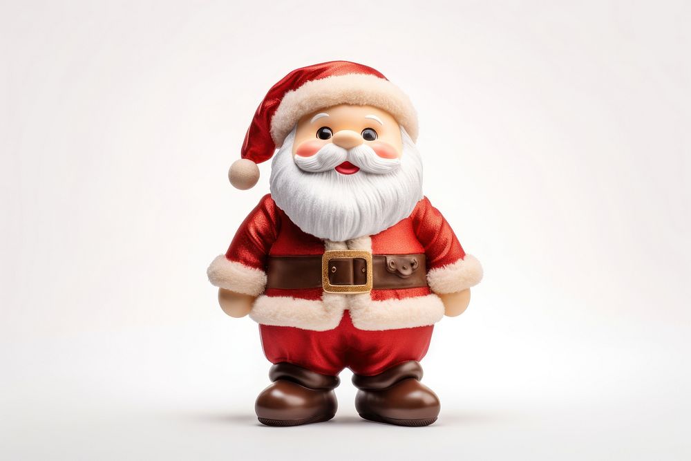 Cute santa claus doll figurine toy white background. AI generated Image by rawpixel.