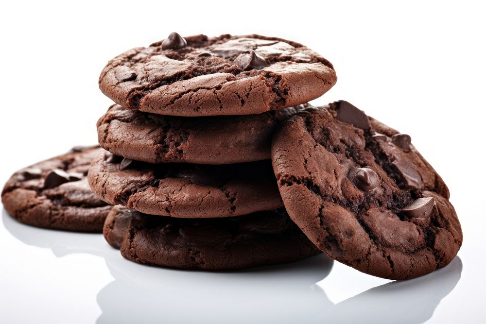 Dark chocolate soft cookies dessert food white background. AI generated Image by rawpixel.