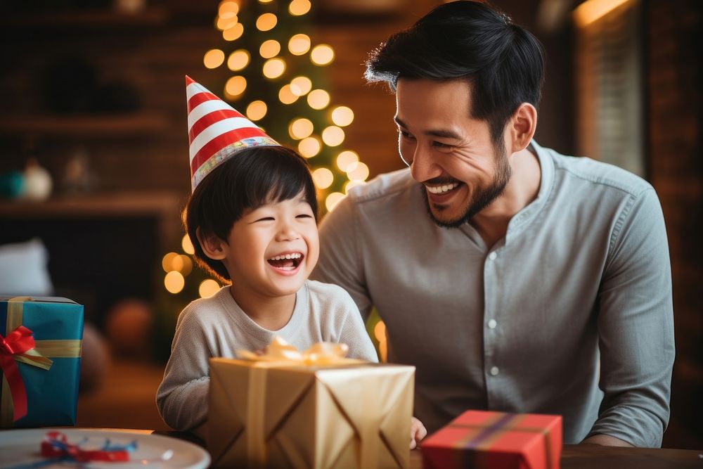Happy kid birthday laughing father. AI generated Image by rawpixel.