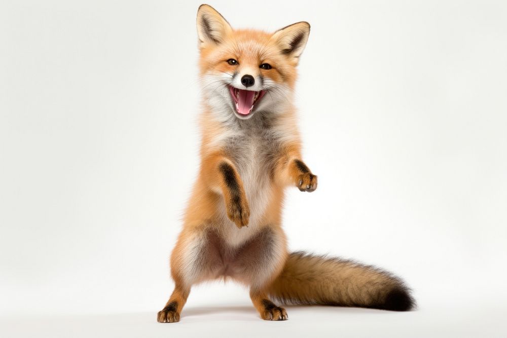 Happy smiling fox dancing wildlife mammal animal. AI generated Image by rawpixel.