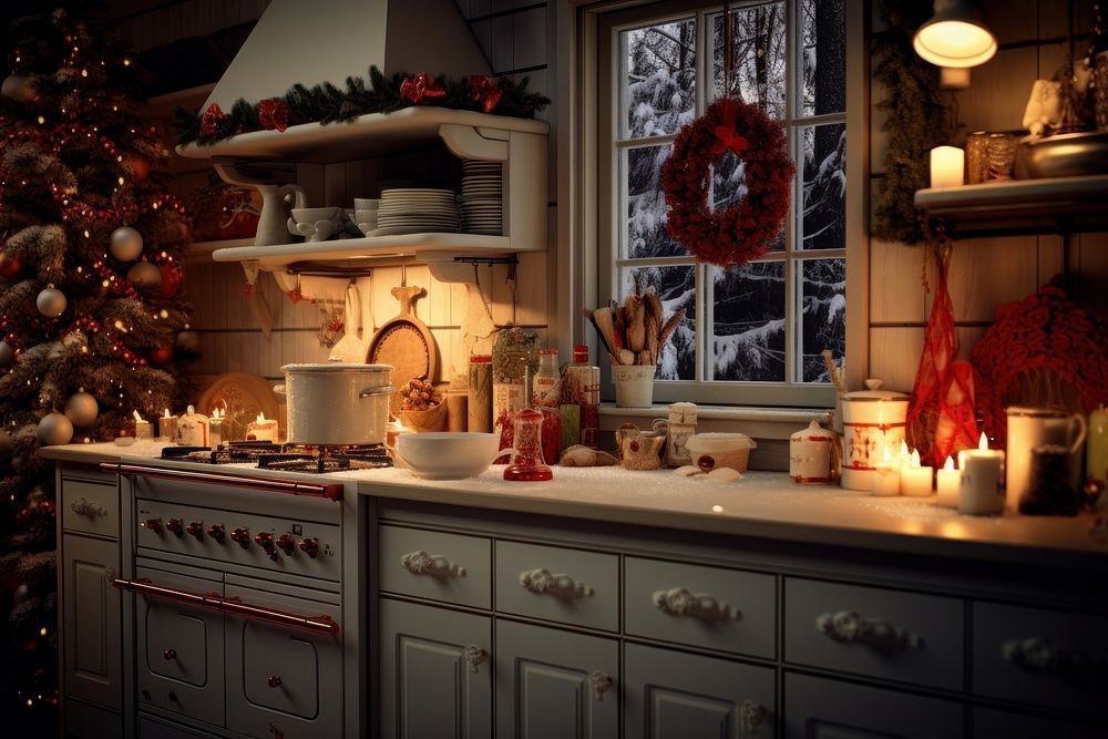 Kitchen room christmas kitchen furniture. AI generated Image by rawpixel.