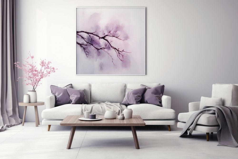 Living room furniture painting cushion. AI generated Image by rawpixel.