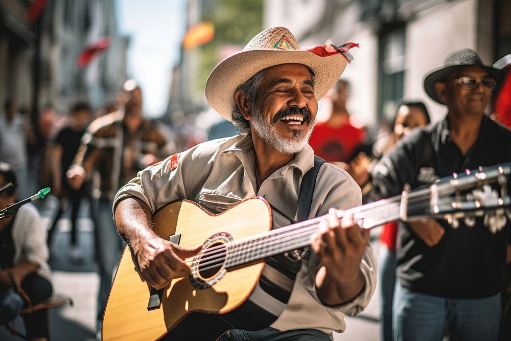 Music musician guitar street. AI generated Image by rawpixel.