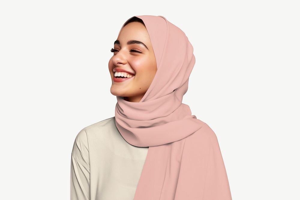 Women's hijab mockup, fashion apparel psd