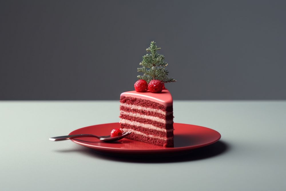Red cake dessert strawberry christmas fruit. AI generated Image by rawpixel.