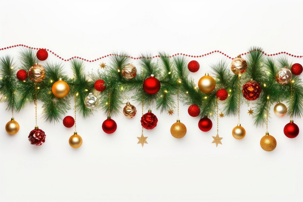Christmas branch christmas lights white background. AI generated Image by rawpixel.