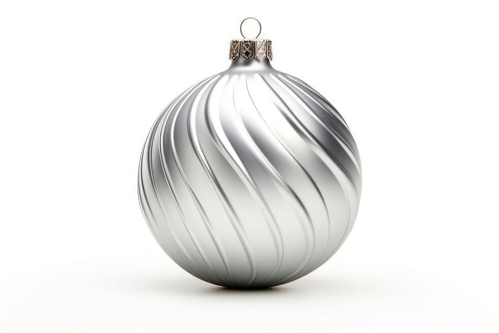 Silver christmas ornament pattern sphere white background. AI generated Image by rawpixel.