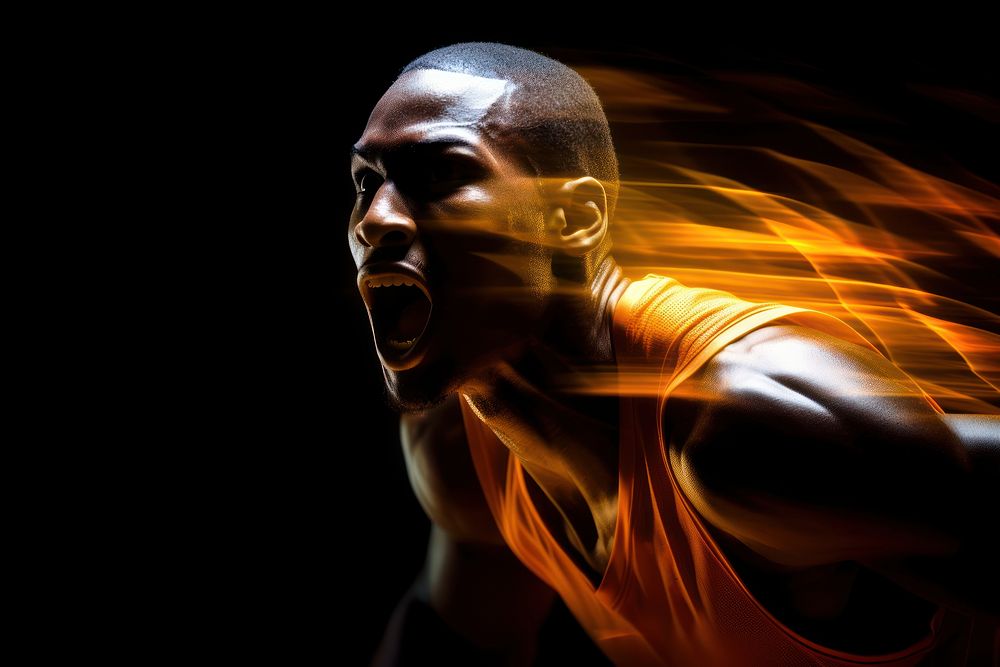 Basketball player portrait speed light. AI generated Image by rawpixel.