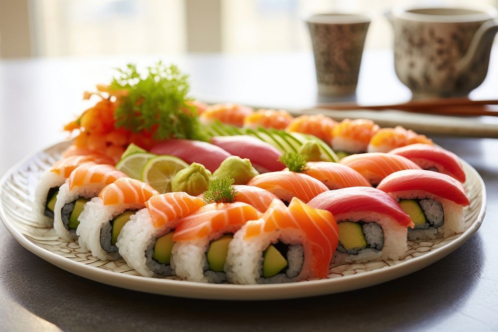 Sushi dish plate food. AI generated Image by rawpixel.