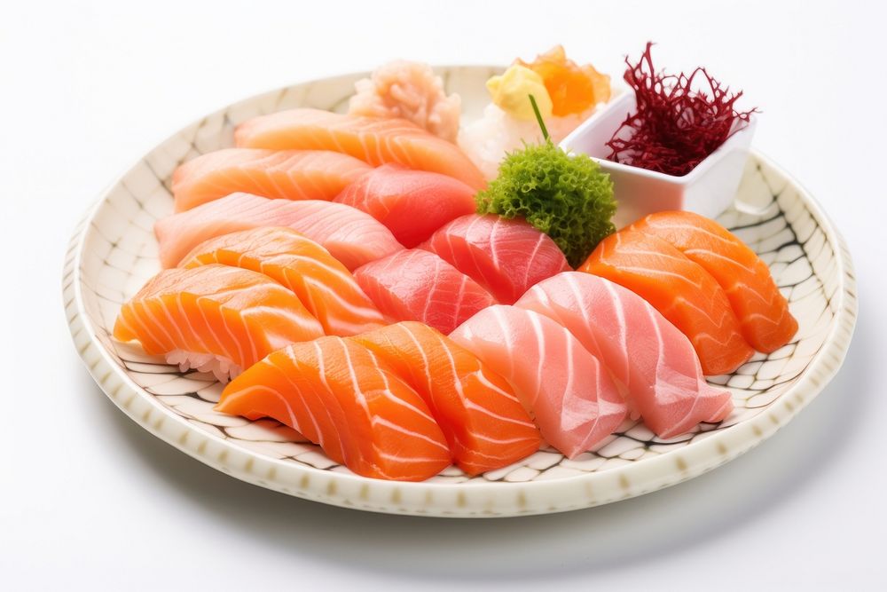 Dish seafood salmon sushi. AI generated Image by rawpixel.